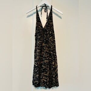 H&M 🐆 XS-M Tie-up Straps Black and Brown Halter Dress